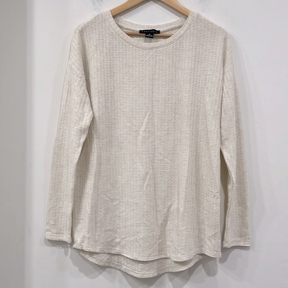 Sanctuary Waffle Knit Crewneck Long Sleeve Top in Ivory size M - Picture 2 of 11